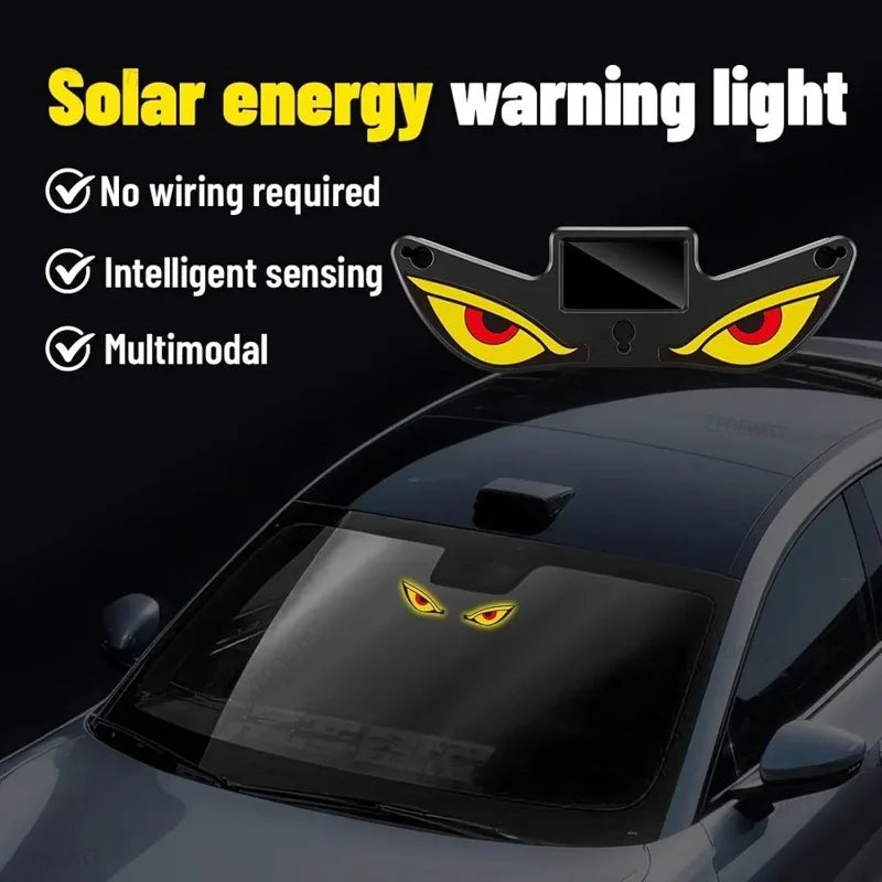 Solar Powered Neon LED Car Ambient Lamp Durable Wireless Cool Devil Eye Suction Cup USB Rechargeable Breathing Decoration Light Oasis Select