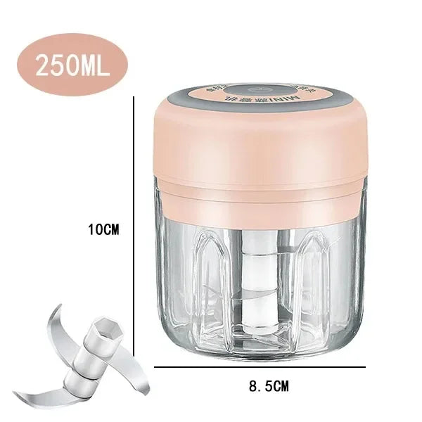 2026 Hot Sale！USB Portable 100/250ML Electric Meat Grinder Vegetable Chopper Mini Garlic Masher Kitchen Food Crusher Gadgets Oasis Select 105-Pink250ml