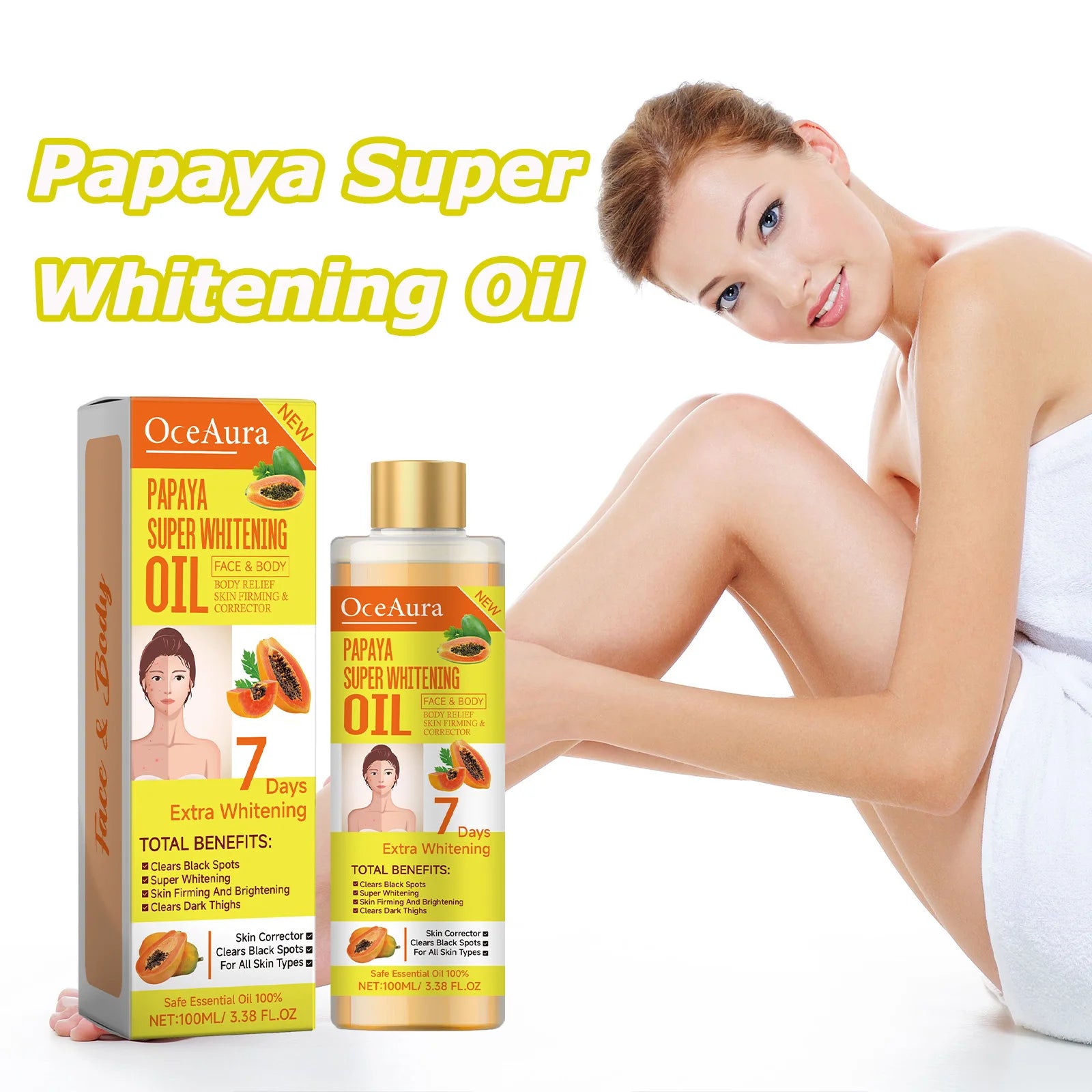 Papaya Whitening Body Oil Nourishing Brightening Skin Care Relaxing Muscle Smoothing Moisturizing Body Massage Skin Papaya Oil Oasis Select