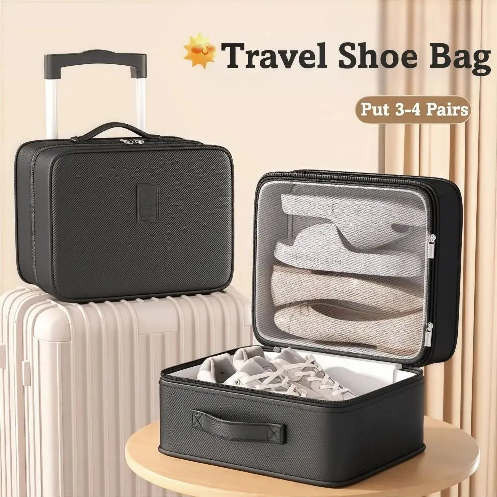 Upgraded Multi-layer Travel Shoe Bag Zipper Sturdy Sneakers Storage Bag Waterproof Portable Storage Box Store 4 Pairs of Shoes Oasis Select