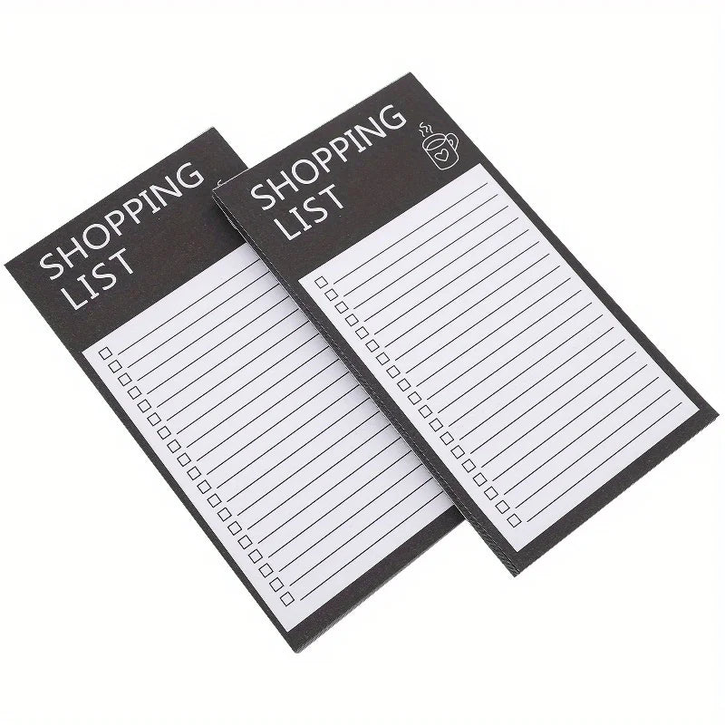 Magnetic Black Shopping List Planner - A Convenient Shopping Organizer with Sticky Notes,perfect for Tracking Food and Reminders Oasis Select 2PCS