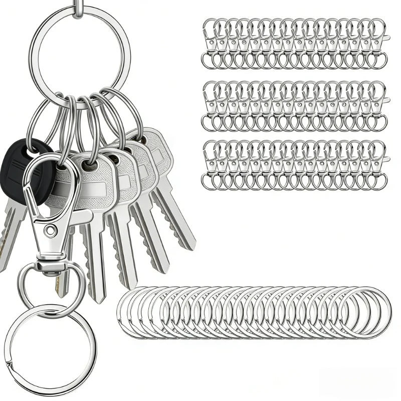 Swivel Snap Hooks with Key Rings 50PCS Lobster Claw Clasps for Jewelry Making Keychains DIY Lanyard Hardware Accessories Oasis Select