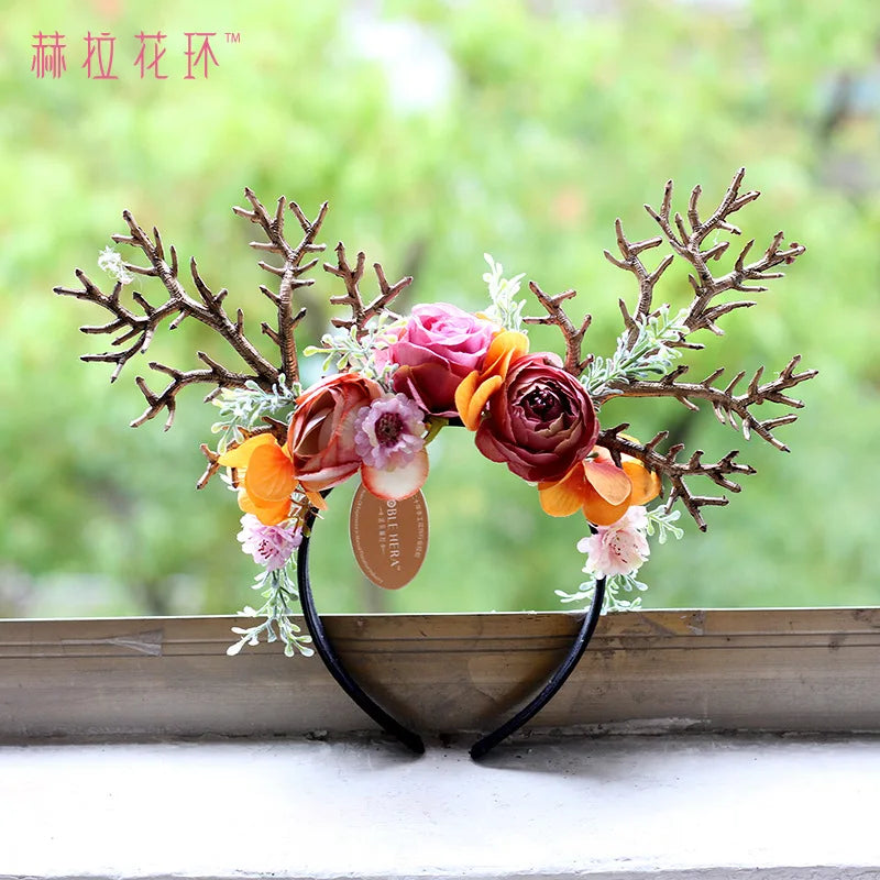 Christmas Headwear Forest-themed Antler Headband Easter Hair Accessory Party Photo Headband Oasis Select KF066
