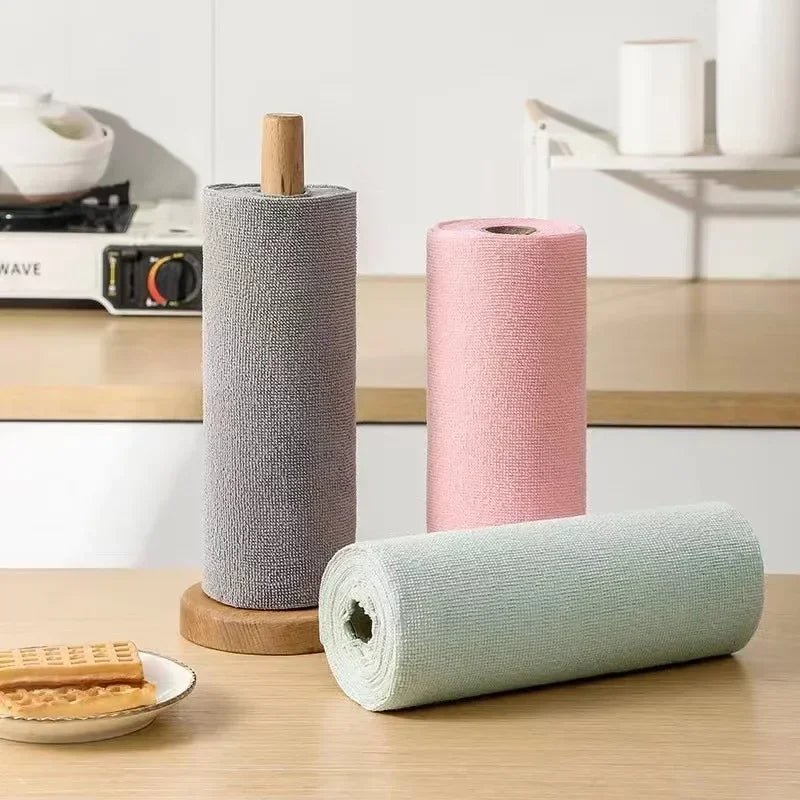 Reusable Cleaning Wipe Household Kitchen Cloth Microfiber Towel Rolls Dish Rags Wash Paper Towel Replacement 1 Roll of 20 Sheets Oasis Select