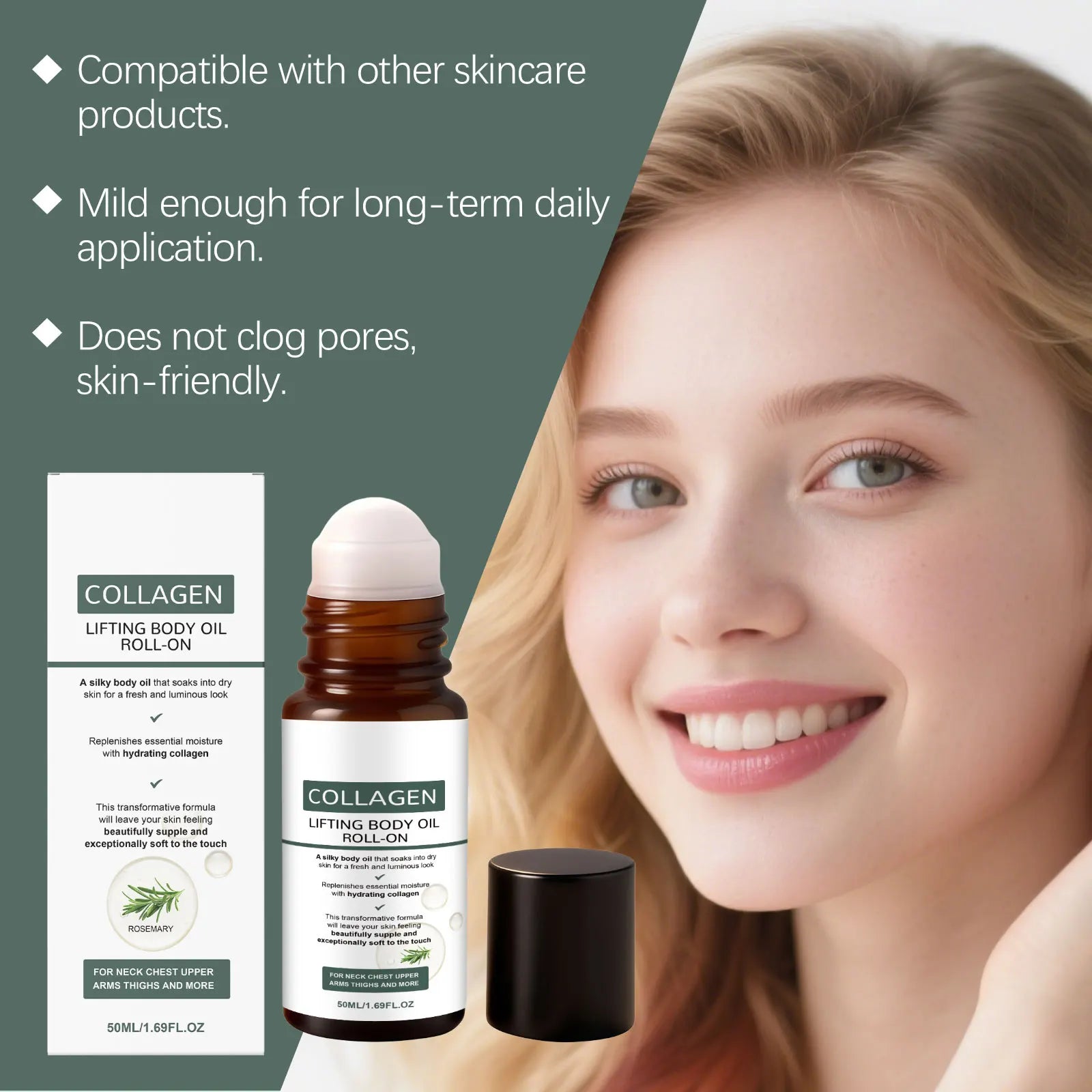 Roll-On Lifting Body Oil Rollerball Massage Nourish Moisturizing Improve Dry Rough Tighten Skin Care Hydrating Firming Body Oil Oasis Select