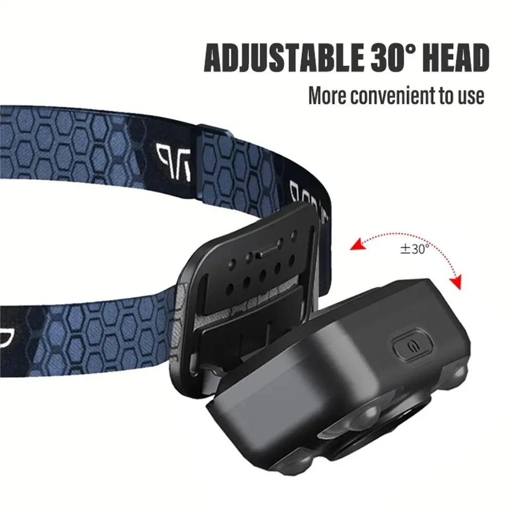 Powerful LED Sensor Headlamp Built-in Battery USB Rechargeable Mini Induction Head Flashlight White/Yellow/Red Headlight Oasis Select