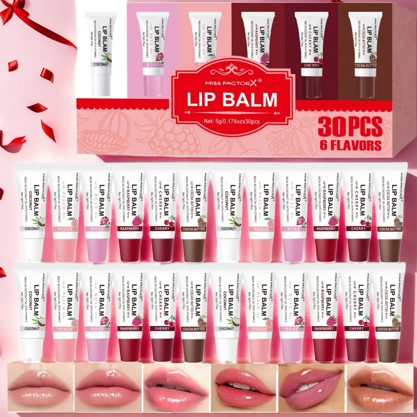 30-piece MISS FACTORX Hyaluronic Acid and Collagen Infused Lipstick - Deep Moisturizing, Long-lasting Lip Color, the perfect gif Oasis Select