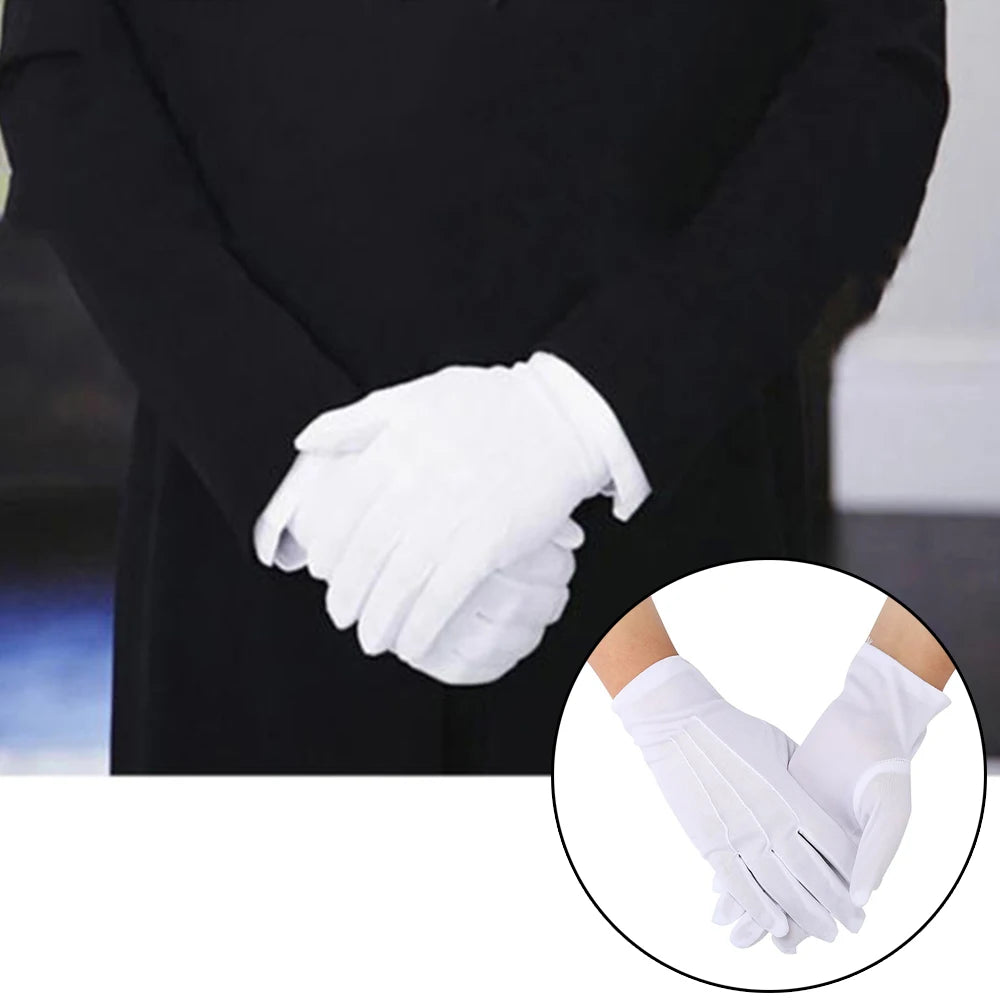2pcs White Formal Gloves Tuxedo Honor Guard Parade Inspection Collection Serve Thin Gloves Thick Gloves Performance Gloves Men Oasis Select