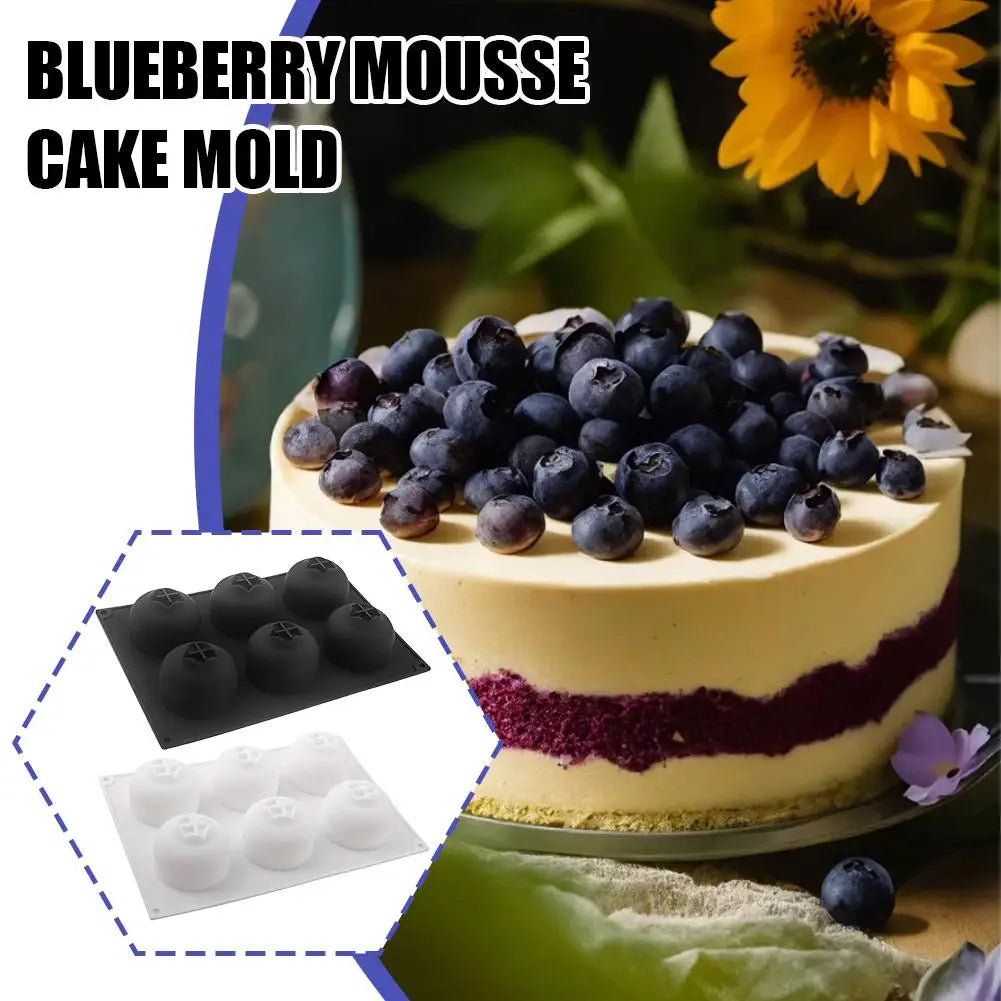 6-Cavity Blueberry Silicone Mold | 3D Mousse Cake & Desserts