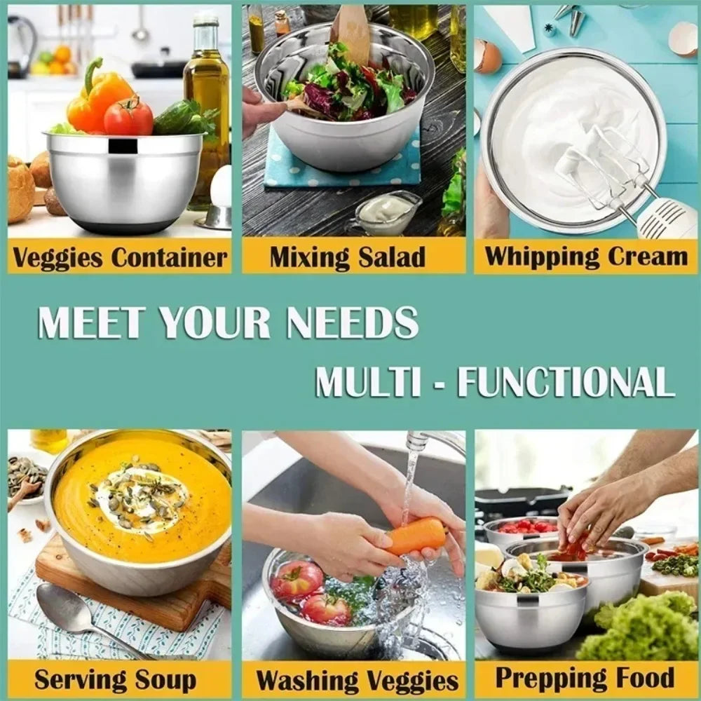 Stainless Steel Mixing Bowls with Lid & Non-Slip Silicone Base Stainless Steel Mixing Bowl Oasis Select