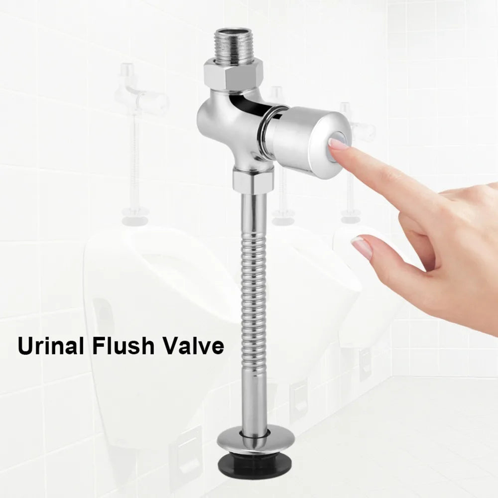 Zinc Alloy Button Urinal Flush Valve – Manual Delay Shutoff