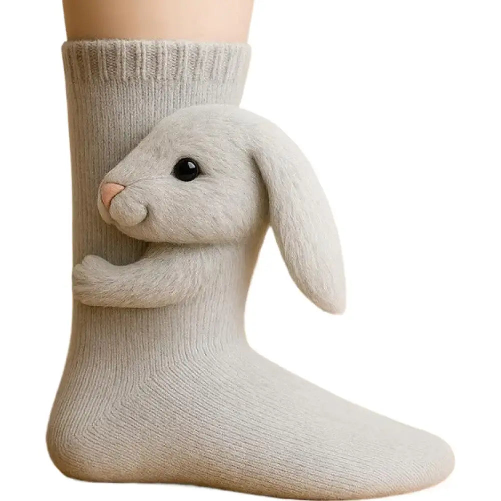 3D Knit Animal Socks Cute Floor Socks Hand Crocheted Double Layer Warm Sock with Cute Rabbit Panda Animals Christmas Gifts Oasis Select 01 35-39
