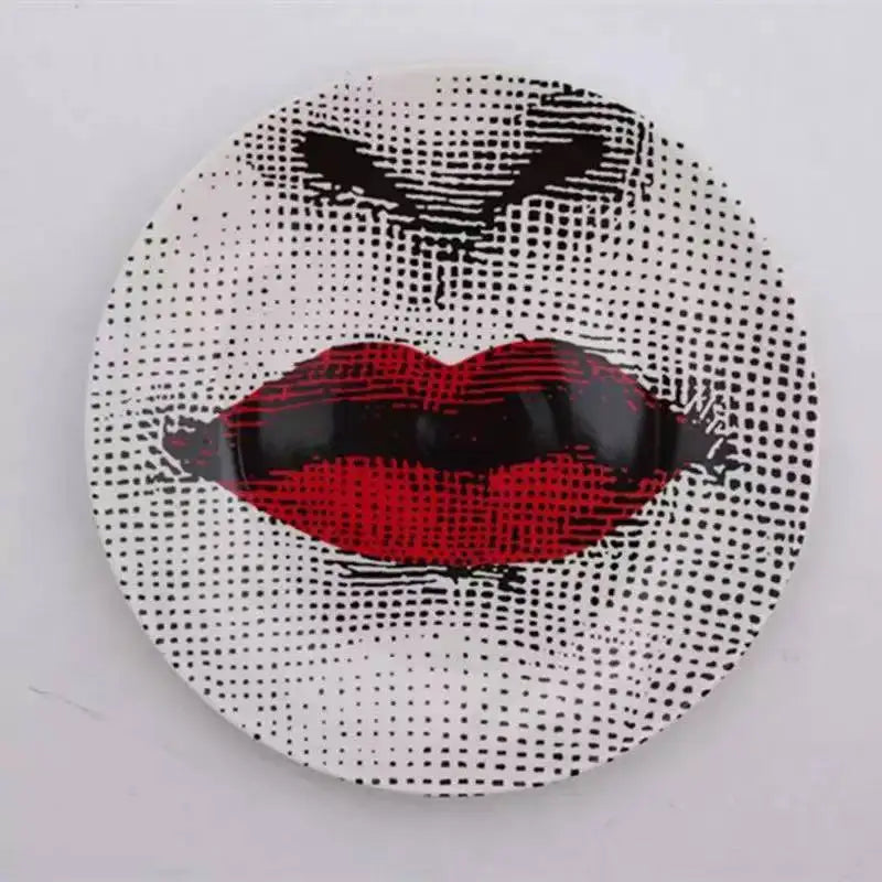8 Inch Retro Ceramic Tray Elegant Lady Pattern Decorative Plate Microwave Safe Home Bedroom Office Table Art Ornament Gift Oasis Select 1
