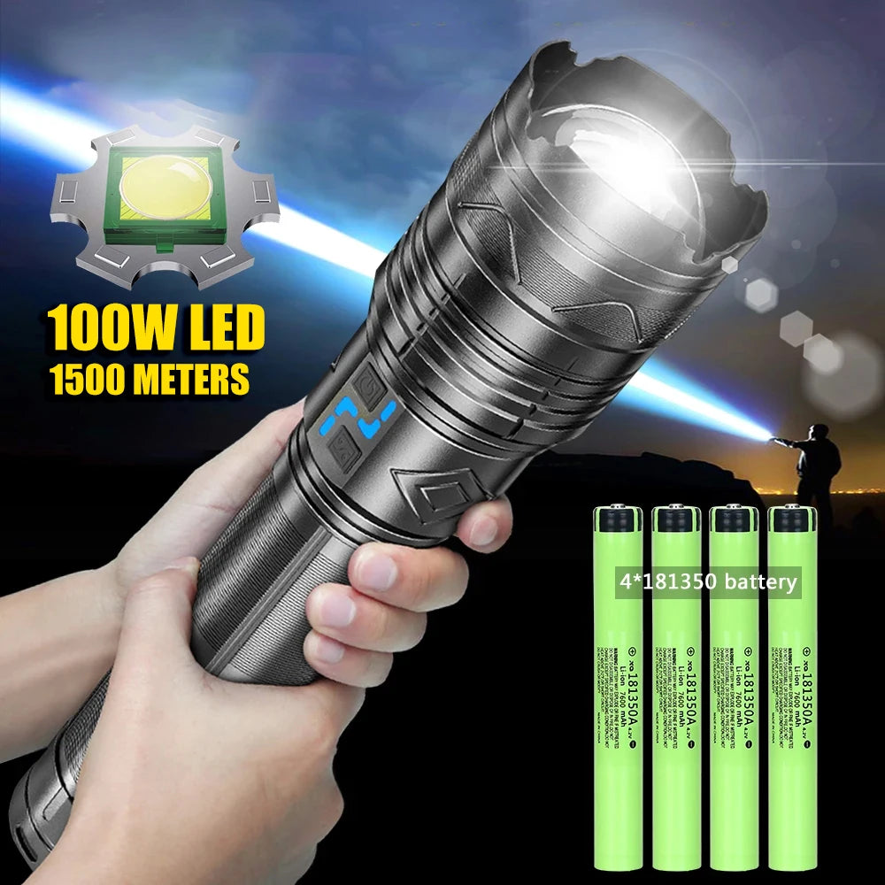 Most Powerful GT60 LED Flashlight Long-range Lighting Long Endurance Powerful Torch Type-C Charging Tactical Camping Lantern Oasis Select