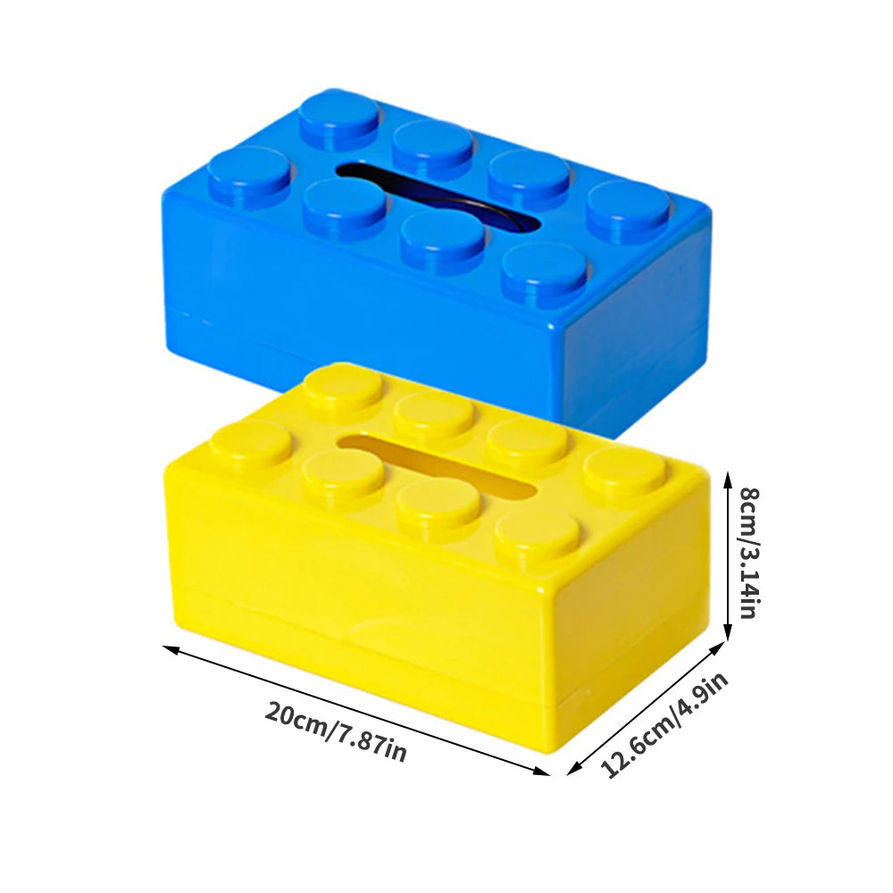 Cartoon Building Block Tissue Box | Fun Plastic Napkin Holder