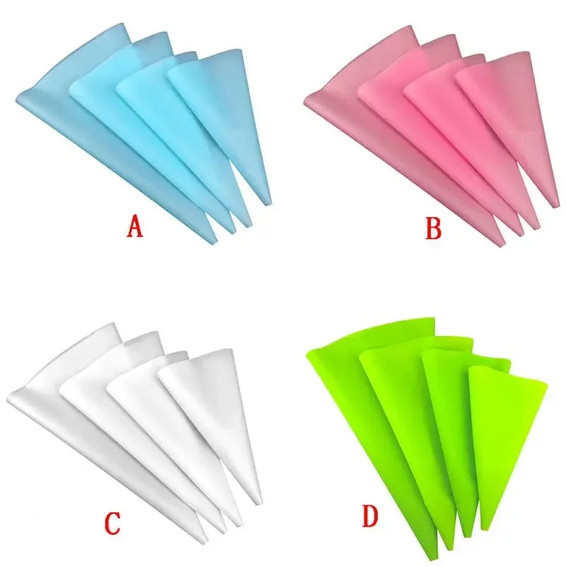 4Pcs/Set Silicone Pastry Bag Tips Kitchen DIY Cake Icing Piping Cream Cake Decorating Tools Reusable Pastry Bags Set Oasis Select