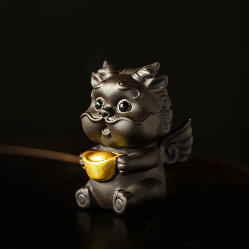 Lucky Purple Clay Cute Pixiu Tea Pet Ornament Premium Nurturable Creative Personalized Tea Play Tea Table Tea Set Accessories Oasis Select Pixiu - Purple Clay