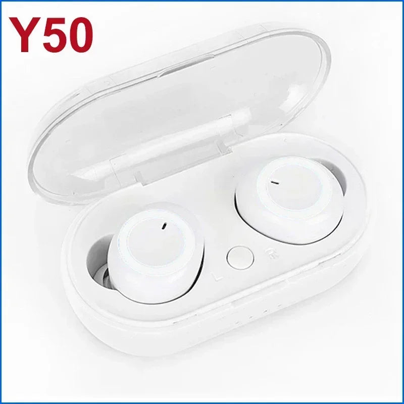 TWS Wireless Headphone V5.0 Earphone Bluetooth headphones Sport Stereo Waterproof Earbuds Headsets With Mic For Smartphones Oasis Select WHITE-white