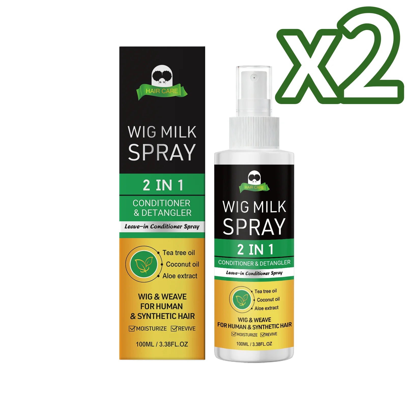 2-in-1 Wig Milk Spray | Anti-Frizz Leave-In Conditioner 100ml Leave-In Hair Spray Oasis Select 100ml Boxed X 2PCS
