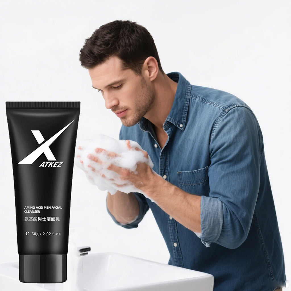 1/2PCS Amino Acid Face Wash For Men Oily Skin Gentle Foaming Facial Cleanser For Deep Cleansing Moisturizing Soothing Refreshing Oasis Select