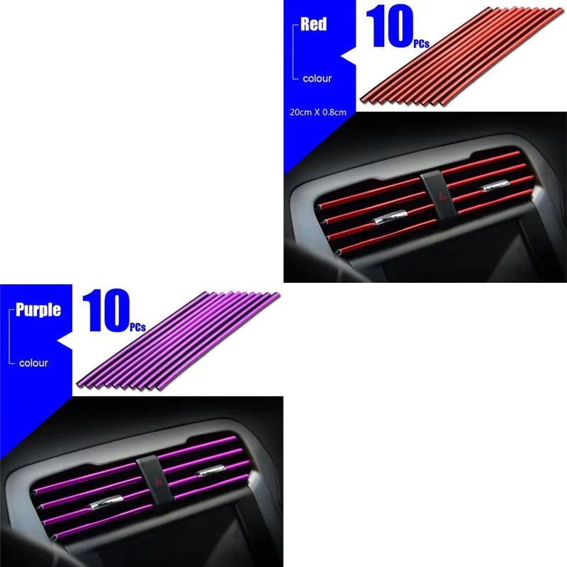 10/20pcs Car Air Conditioner Decoration Strip For Vent Outlet Moulding Trim Strips Car Styling Car Door Edge Corner Decoration Oasis Select 20pcs mix