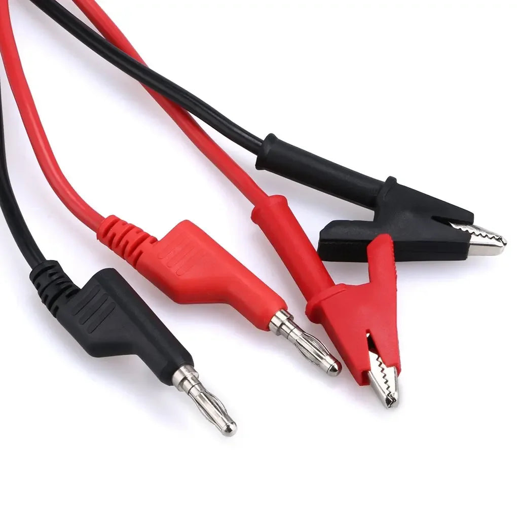 2Pcs 1M Double End Test Lead Wire Line Electrical Voltage 4mm Banana Plug Alligator Clip Crocodile 15A Multimeter DIY Test Wires Oasis Select