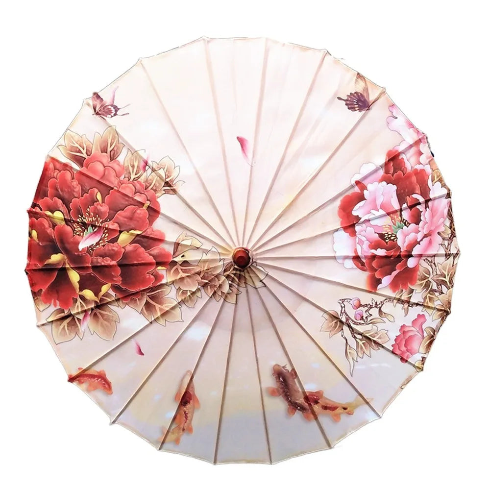 Handmade Silk Cloth Women Umbrella Waterproof Rain Proof Chinese Oil Paper Umbrella Decorative Ancient Dance Umbrella Oasis Select Style 22