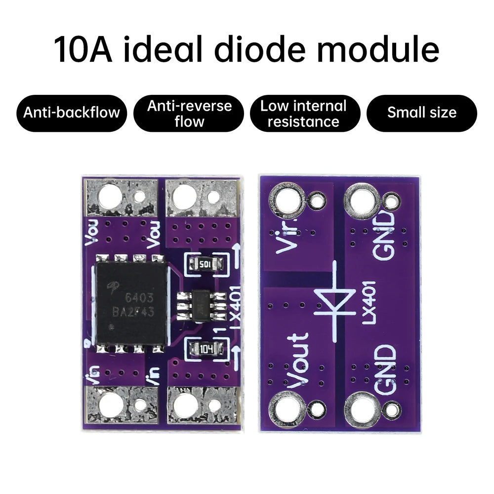 10A Ideal Diode Module Solar Charging Backflow Prevention Low Internal Resistance Analog Rectifier 3-26V Oasis Select