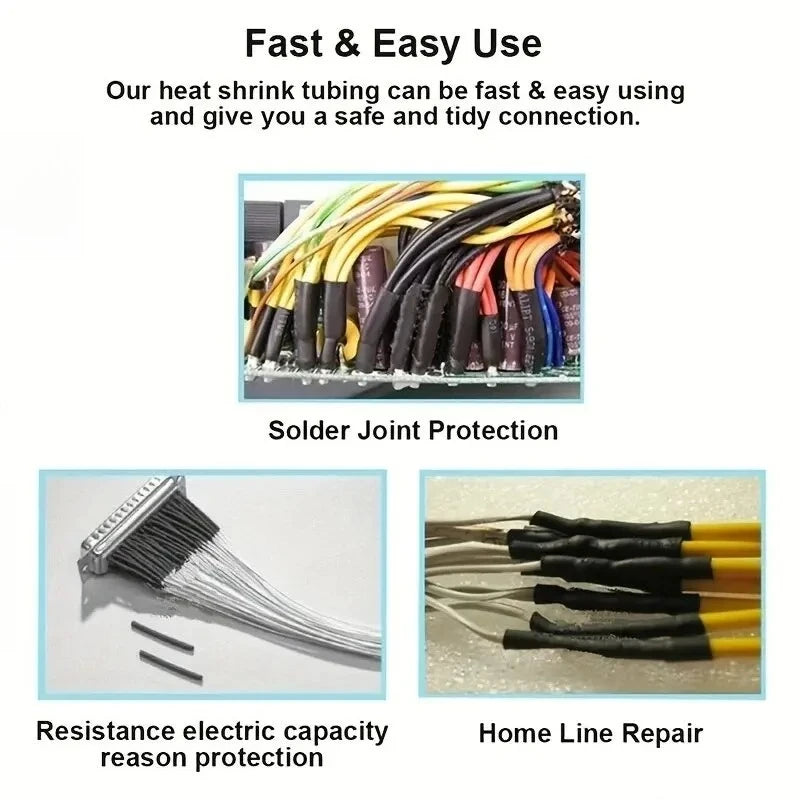 127Pcs/lot Black Heat Shrink Sleeving Set Thermoresistant Tube Shrink Wrapping Wire Cable Polyolefin Wrap Tubing Oasis Select
