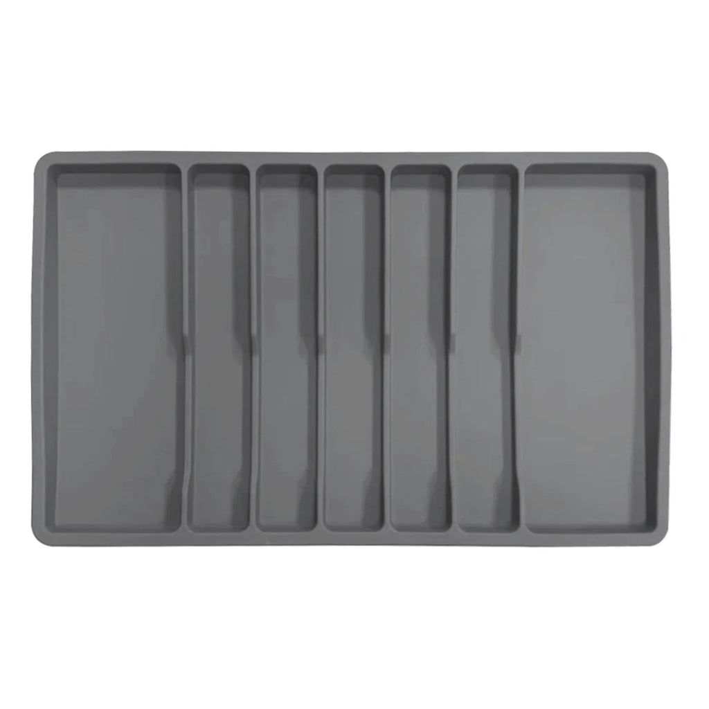 Non Slip Silicone Cutlery Tray Silverware Drawer Organizer Kitchen Utensil Holder with Dividers Gray Black Color Oasis Select Grey China Mainland