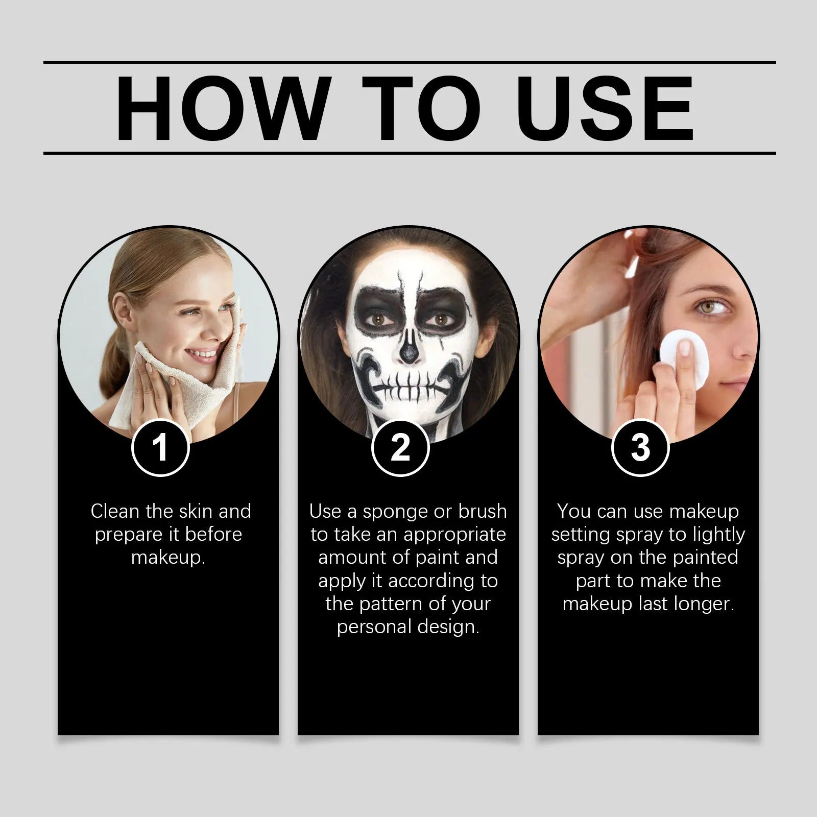 Black & White Face Body Paint Kit – Halloween & Cosplay Set Face & Body Paint Kit Oasis Select
