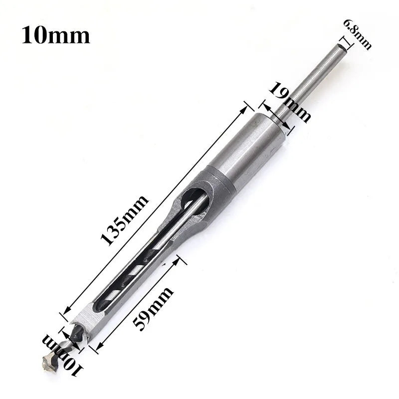 JUSTINLAU HSS Square hole drill Woodworking Drill Tools Auger Mortising Chisel Drill Set DIY Furniture Square Woodworking drill Oasis Select 10mm
