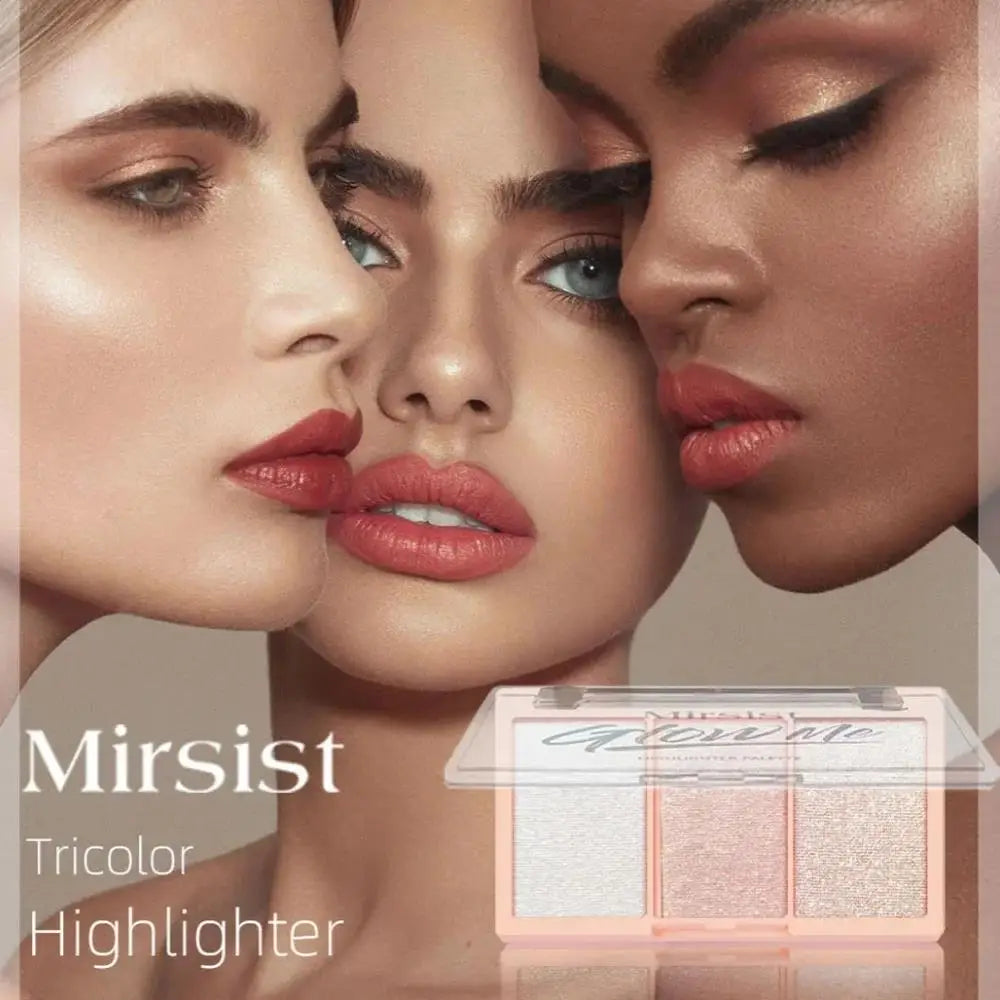 Mirsist Tricolor Shimmer Highlighter & Contour Palette – 12g
