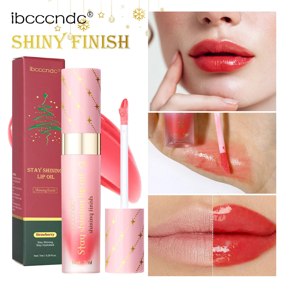 Lip Stain and Lip Oil Set Strawberry Taste Water Based Glossy Gel Hydrating Moisturizing Women Lips Makeup Cosmetic Christmas Oasis Select