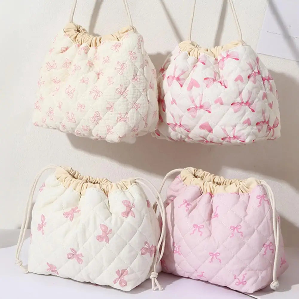 Ladies' Cotton Makeup Bag Embroidered Drawstring Storage Bag Travel Cosmetic Bags Large Capacity Hanging Toiletry Storage Bag Oasis Select