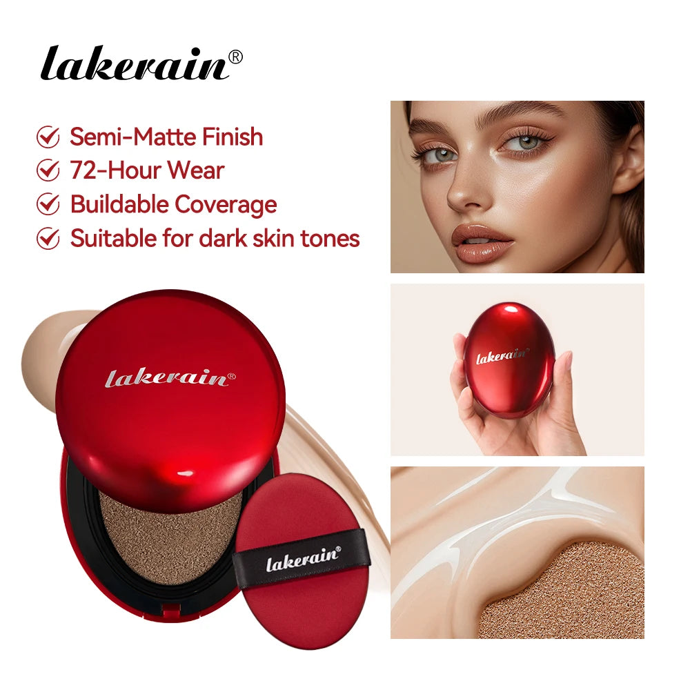 Lakerain Suncreen Cushion Foundation Waterproof Long-lasting Full Coverage Concealer Semi-matte Finish Natural Makeup Cosmetic Oasis Select