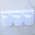 Bath Toy Organizer For Tub Large Capacity Mesh Design Toys Organizer With 3 Compartments Multifunctional Storage Bag Dishwasher Oasis Select White
