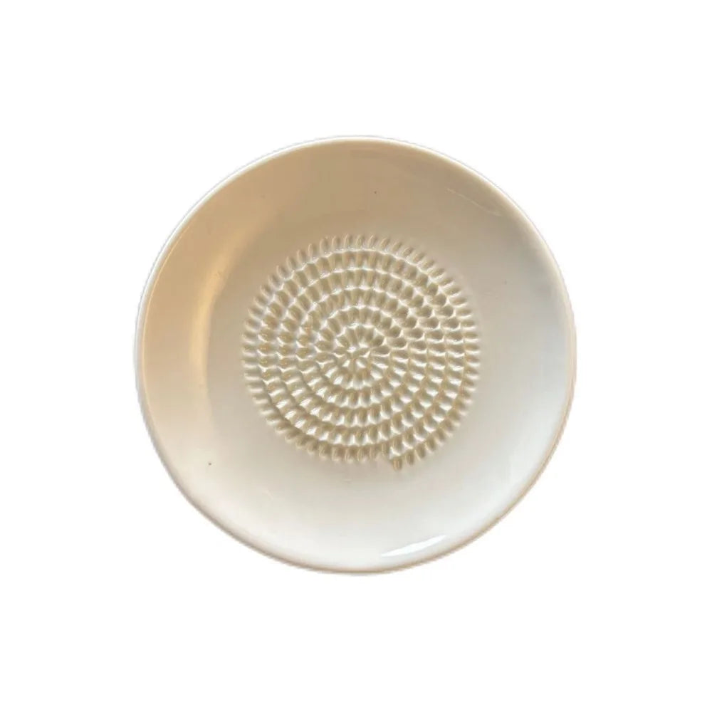 Ceramic Garlic Grater Grinding Bowl – 12cm Non-Slip Plate