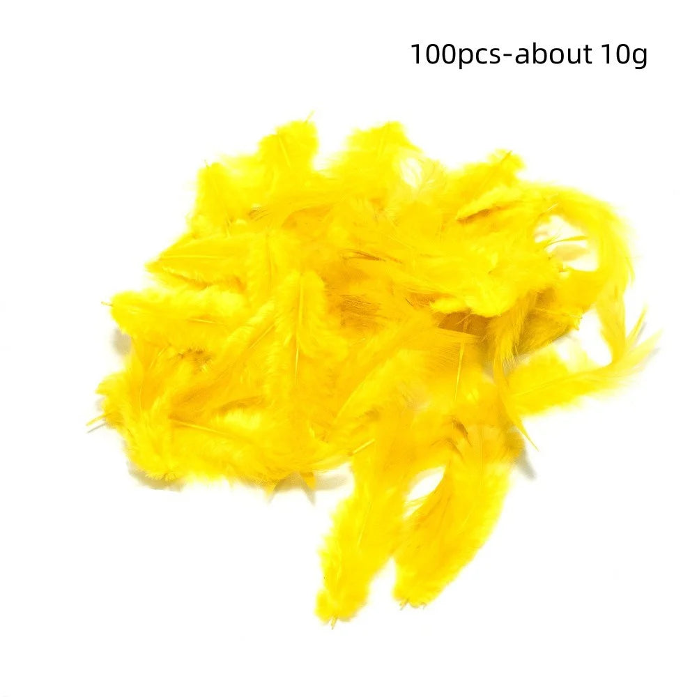 100PCS Small Goose Feathers for DIY Crafts 5-8cm Coloed Swan Plumes Wedding Party Handicraft Accessories Dream Catcher Feathers Oasis Select Yellow