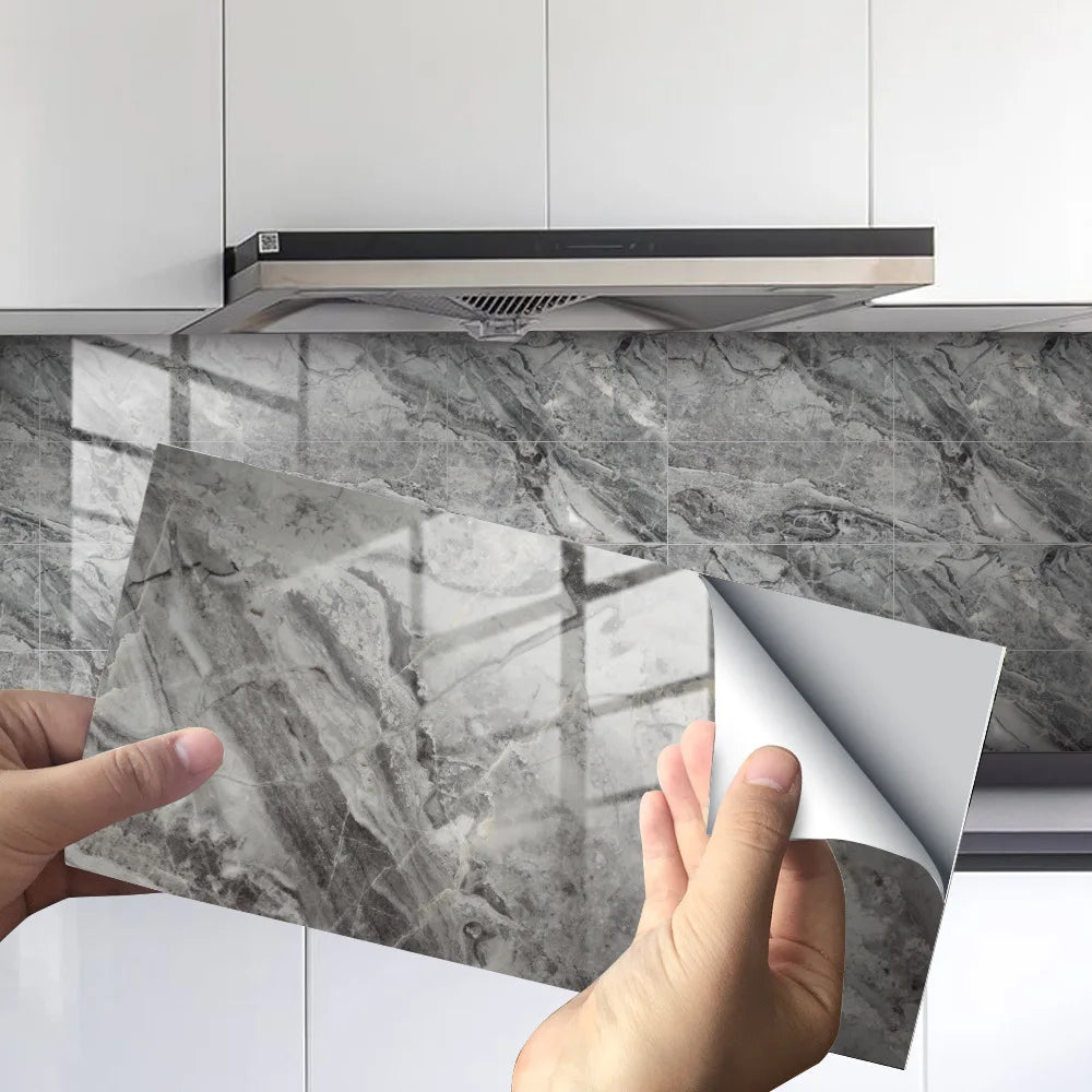 Imitation Marble Grain Tile Paste Thick Cover Crystal Film Decorative Renovation Wall Paste Wallpaper Wall Stickers Oasis Select DLS055 32pcs