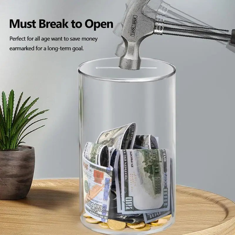 Large Piggy Bank for Adults Kids Vcertcpl Acrylic Clear Piggy Bank Coin Bills Bank Money Saving Jar Unopenable Change Jar Oasis Select