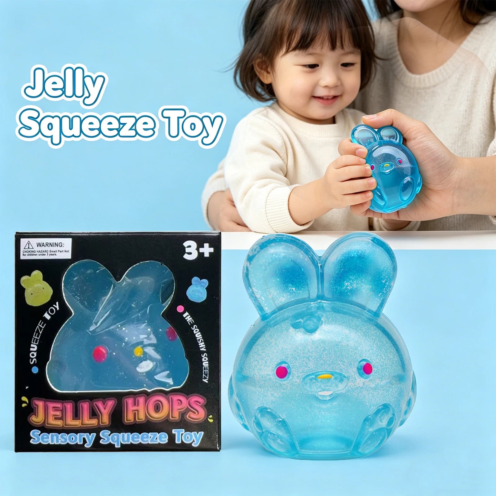 Cute Bunny Jelly Squeeze Toy Stress Relief Ball Shapeable Non-bounce Fidget Toy Stress Relief Toy for Kids and Adults Fun Gift Oasis Select