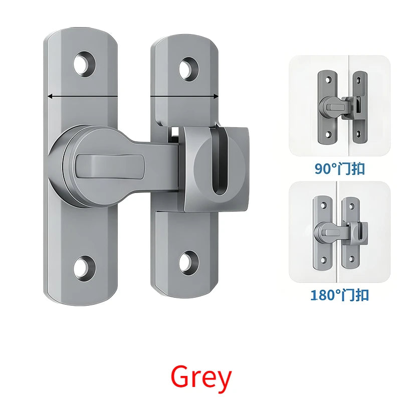 90/180 Degree Flip Door Lock Home Security Sliding Door Latch Small Gate Latches Hardware Anti-theft Lock Zinc Alloy Door Bolts Oasis Select Grey