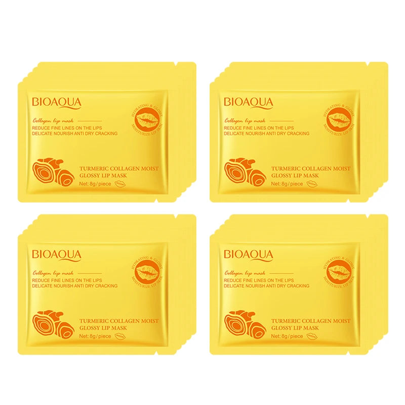 BIOAQUA Crystal Collagen Lip Mask 20pcs – Hydrating Lip Plumper Collagen Lip Mask Oasis Select Turmeric 20p