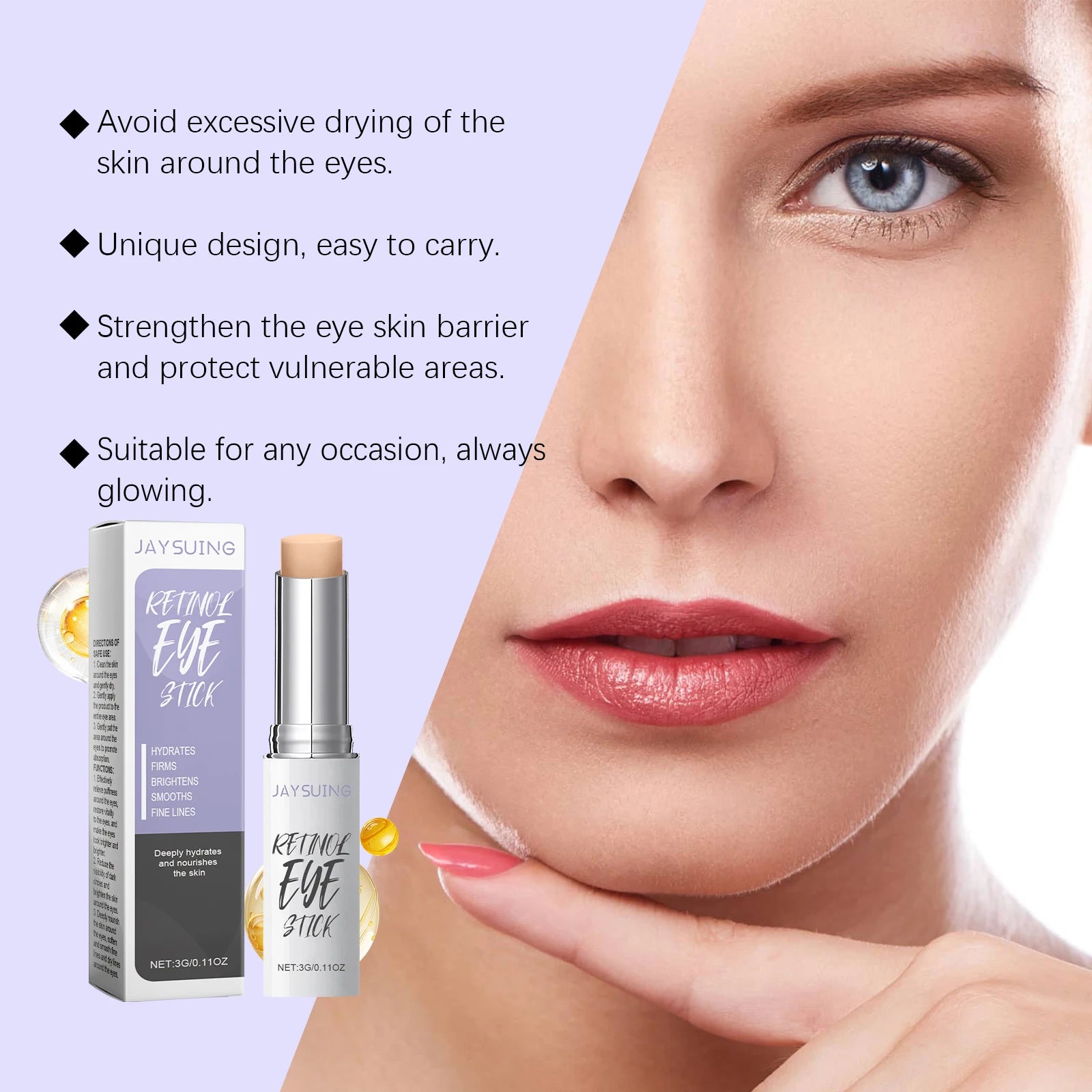 Retinol Eye Cream Stick Daily Moisturizing Long-lasting Hydration Soothing Eye Discomfort Nourishing Care for Surrounding Skin Oasis Select