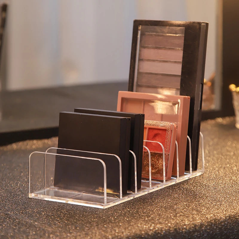 7-Compartment Transparent Makeup Organizer for Eyeshadow Palette and Cosmetics, Vanity Table and Bathroom Countertop Storage Box Oasis Select size S 7