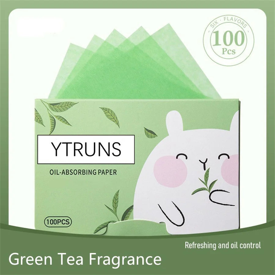 Oil Blotting Sheets 100pcs – Green Tea, Rose & Bamboo Charcoal