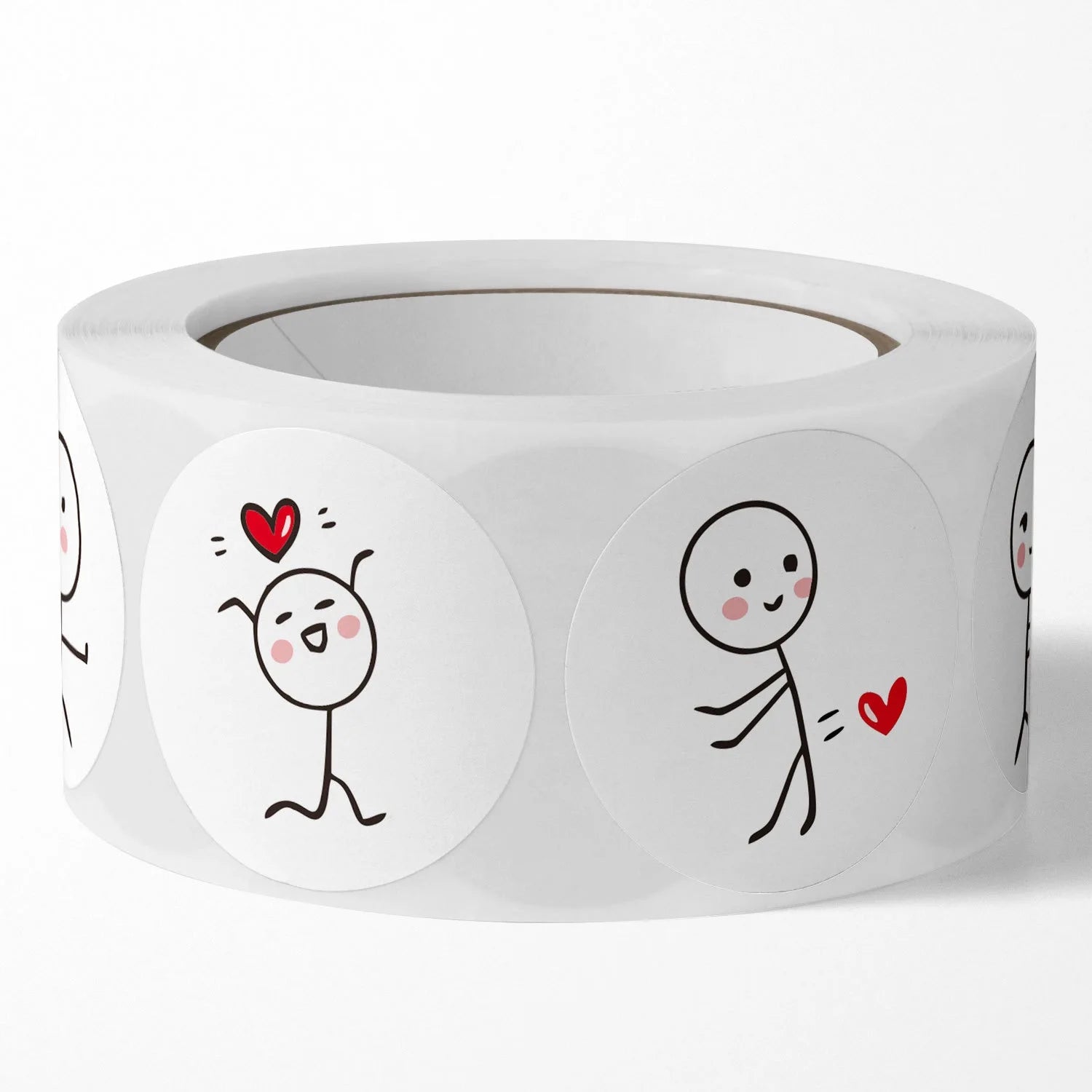 1 Roll/500pcs Cartoon Matchstick Man Sticker, Round Adhesive Label, Creative Stickers For Children's Journaling And Sealing Oasis Select