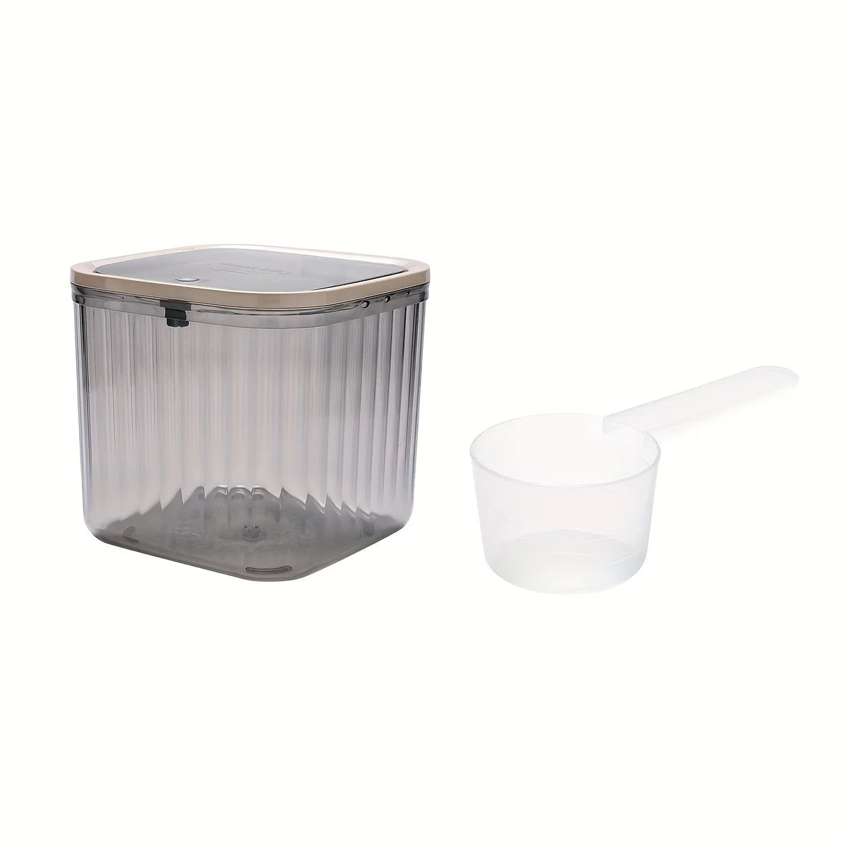 Set of High Capacity Plastic Jars, Laundry Organization Storage Boxes, Laundry Detergent Storage Container with 1 Scoop Oasis Select Grey