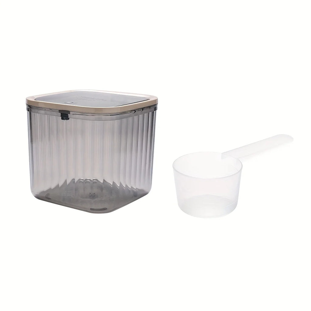 Set of High Capacity Plastic Jars, Laundry Organization Storage Boxes, Laundry Detergent Storage Container with 1 Scoop Oasis Select Grey